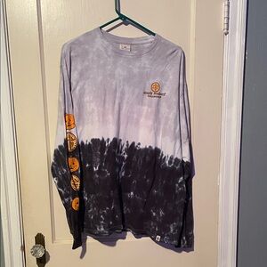 Simply Southern Black and Gray Tie-Dye Halloween Tee with Puppy Pumpkins